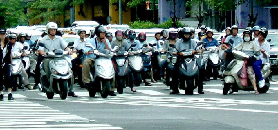 Scooters predominate in Taiwan