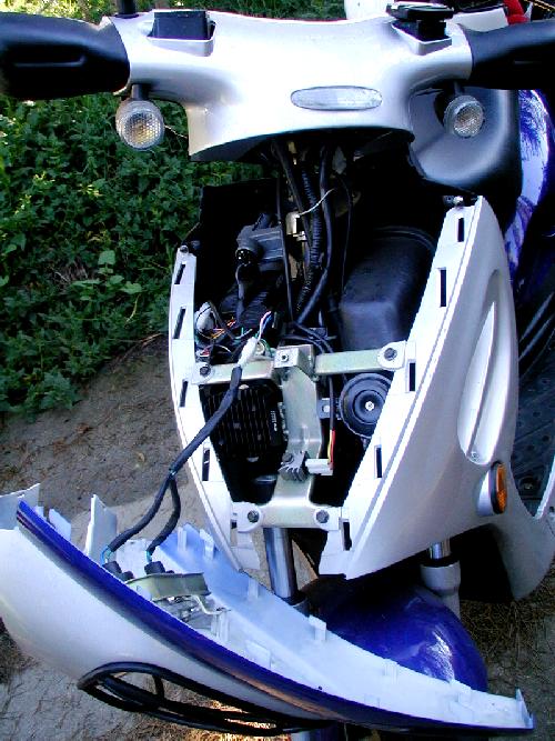 Scooter, front cowl removed